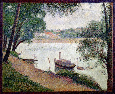 River Landscape with a Boat by Georges Seurat